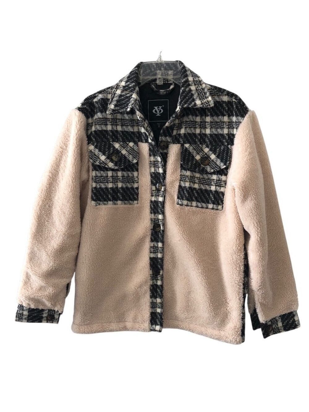 Plaid & Sherpa Jacket Shacket Size Small Comfy Cozy